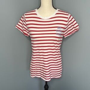 St. John’s Bay Women’s Red White & BBQ Stripe Top Sz M